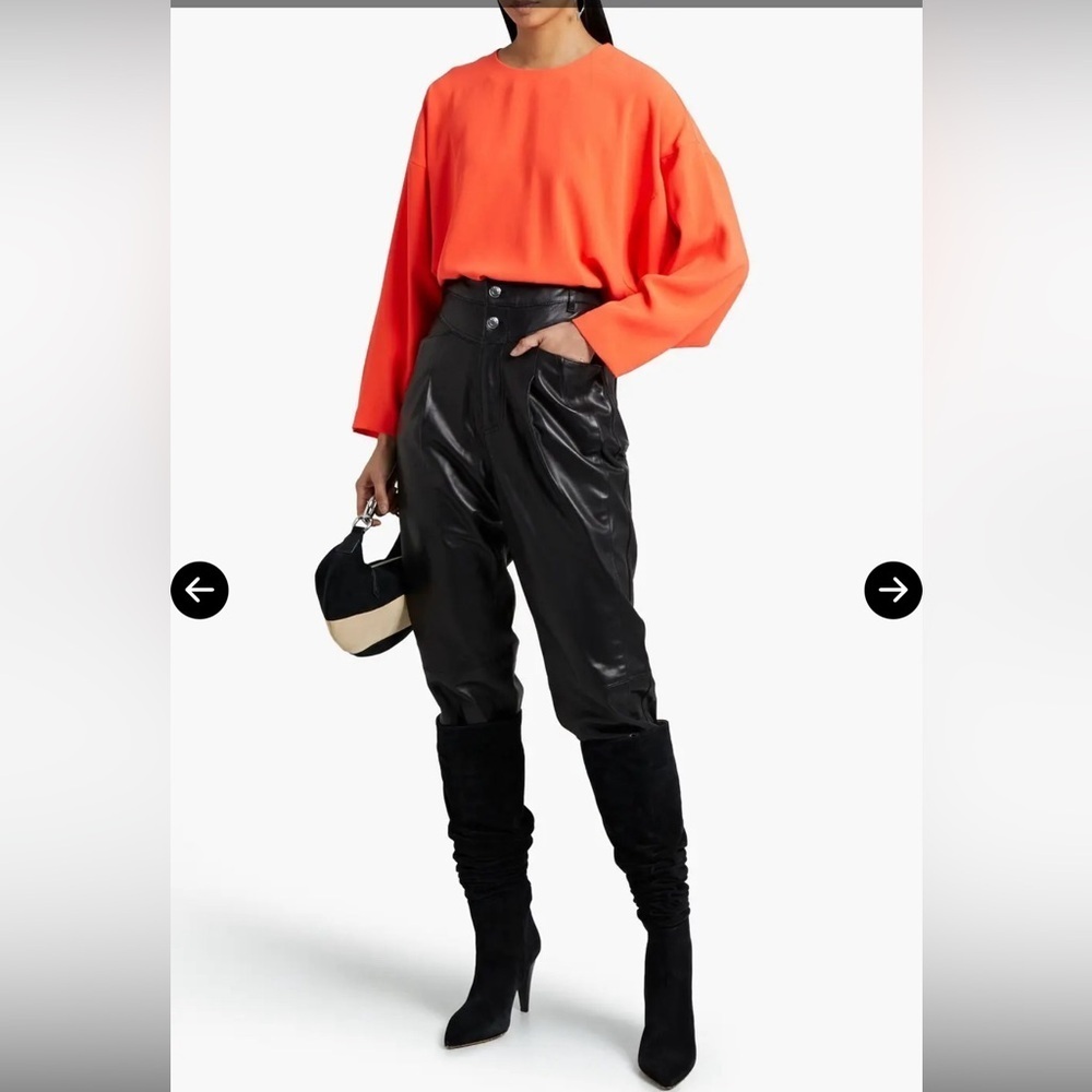 IRO Lithe Crepe Longsleeves Red Orange Blouse Size 8
